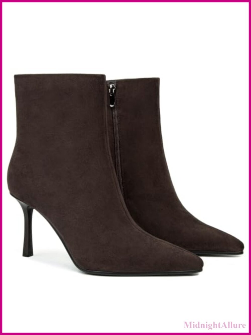 Women's Pointed Toe Ankle Boots Side Zipper Stiletto Booties Suede